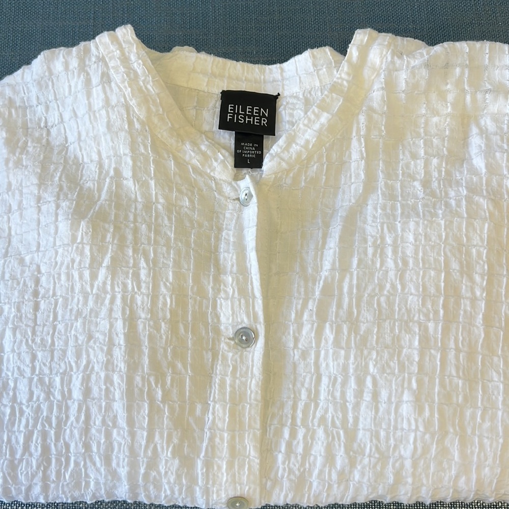 Eileen Fisher waffle fabric cotton top SZ Large